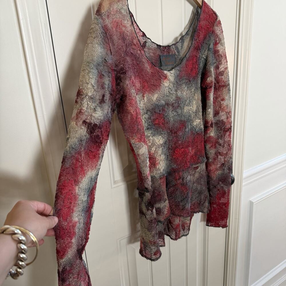 Vintage Aida Dalati Y2K Sheer Burnout Mesh Top Women’s Size Medium - Picture 3 of 13